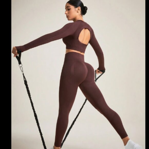 Seamless Leggings and Long Sleeve Crop Top Matching Set - Picture 1 of 7